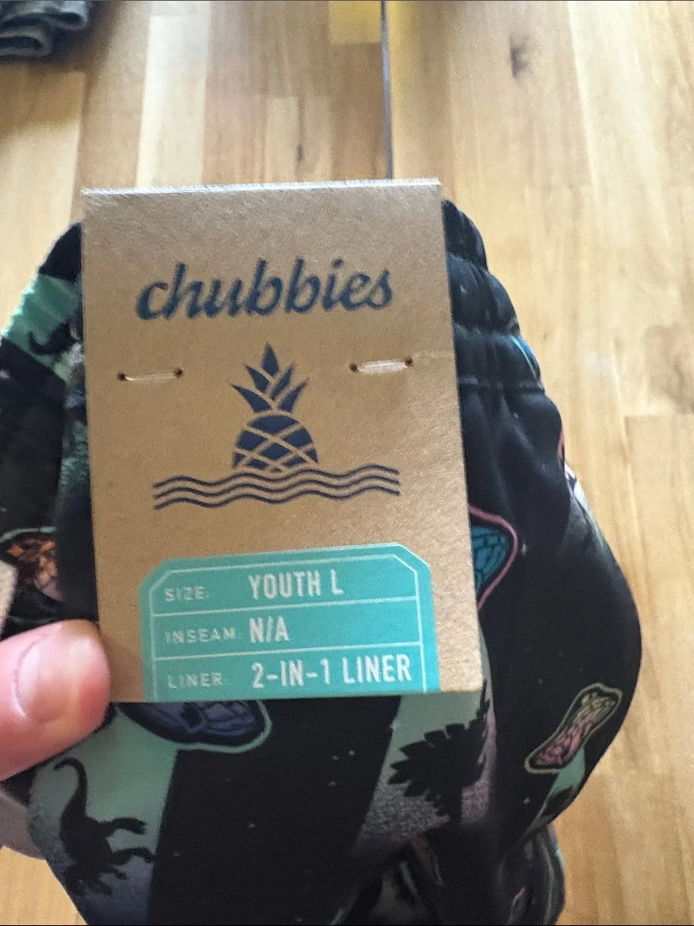 chubbies Black Swim Shorts with Mint, Pink and Teal Dino & UFO Print